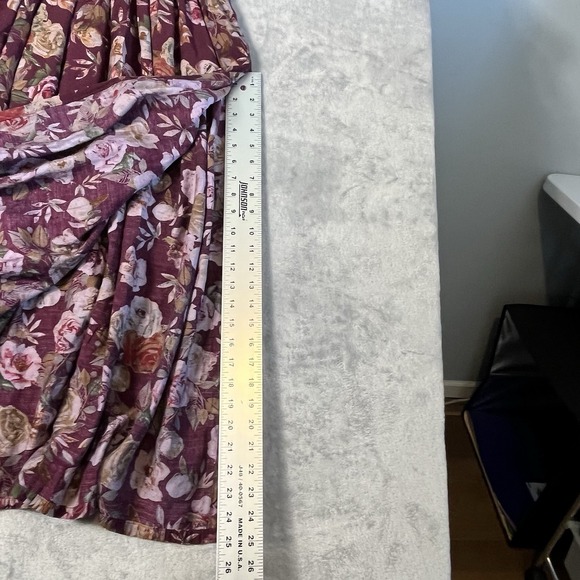 Indian‎ Burgundy Floral Dress Tunic Women's XL Embellished V-neck Party Festival - Picture 11 of 14